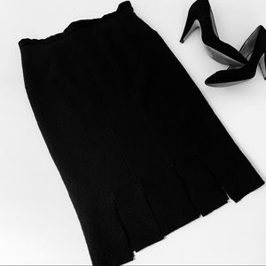 Yves Saint Laurent Wool Pencil Skirt Slit Hem